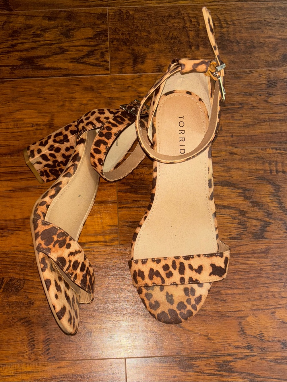 Torrid Leopard Print Block Heels Ankle Strap Cheetah 4-inch Tapered Heel Sandals